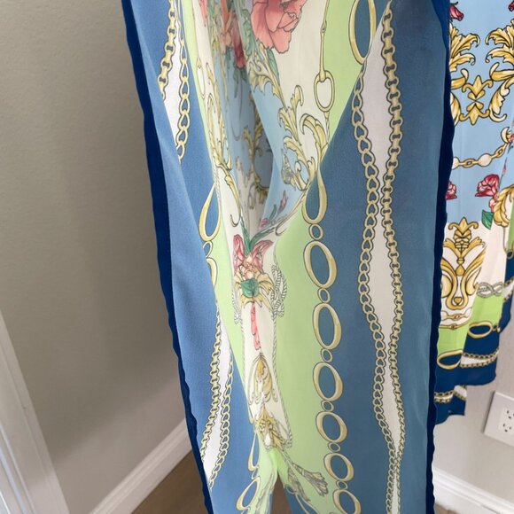 Belle Kim Gravel Womens Plus 3X Floral Chain Poncho Top Vibrant Multicolor Shirt - Picture 7 of 13